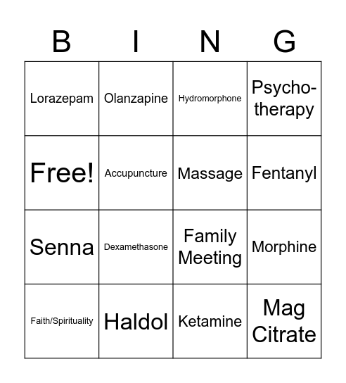 PC Interventions Bingo Card