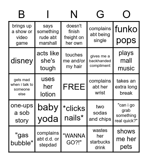 ahzhgdbehsha Bingo Card