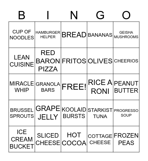 GROCERY BINGO Card