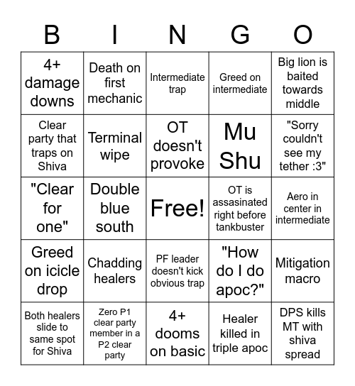 E12S PF Bingo Card