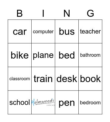 Holmwood Beginners Unit 3 + 10 Bingo Card