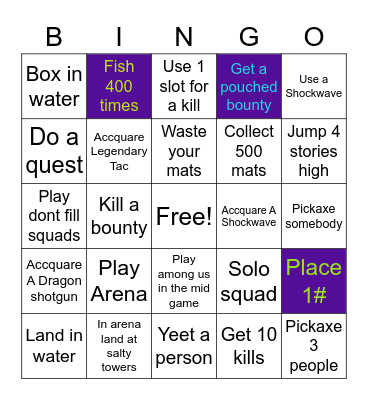 Fortnite Bingo card Are you Ready! Bingo Card