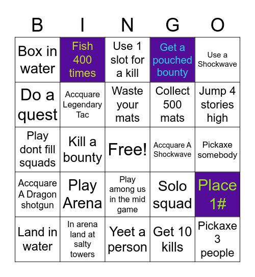 Fortnite Bingo card Are you Ready! Bingo Card