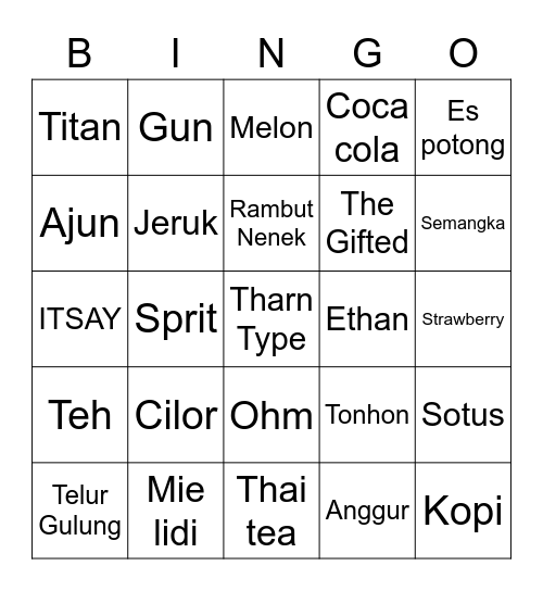 Nut Bingo Card