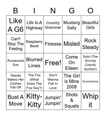 Tavern Rock & Roll Bingo #5 Bingo Card