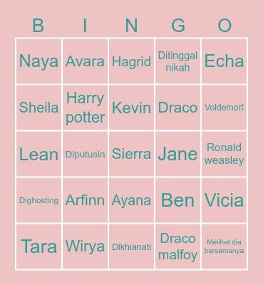 Bingo w/ Ben Bingo Card