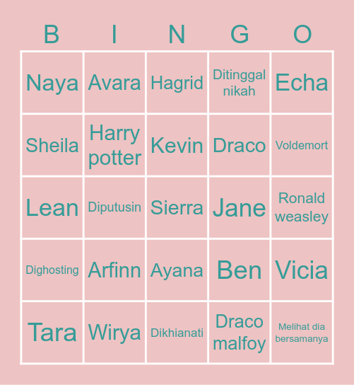 Bingo w/ Ben Bingo Card