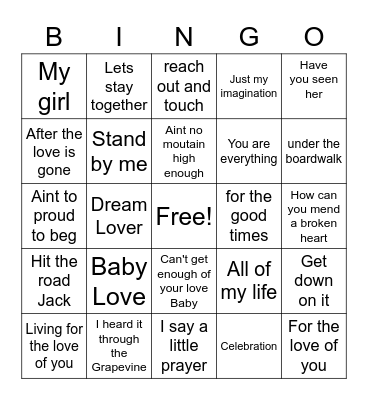 Motown Classics Bingo Card