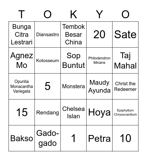 Scorpio Bingo Card