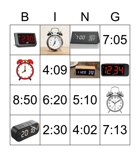 Time Bingo Card
