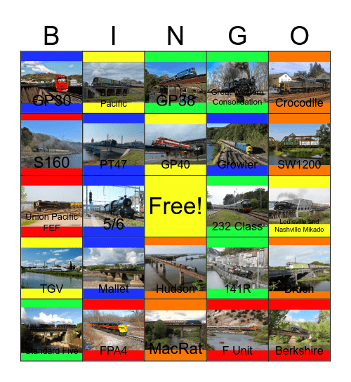 Railway Lines in North America and Europe Bingo Card
