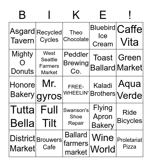 Bike benefits bingo Card