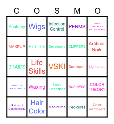 Theory COSMO Bingo Card