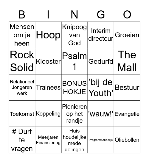 The YfC BINGO Card