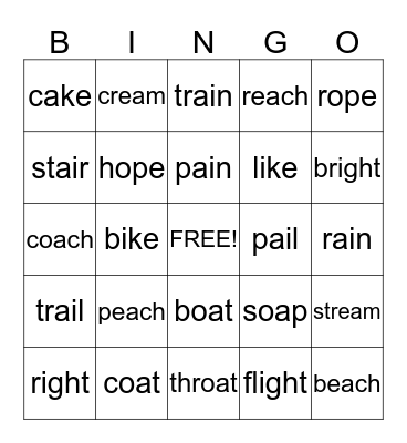 Phonics BINGO Card