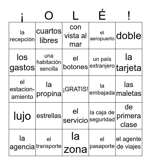 Spanish 4 - Unit 3 - Olé #1 (1-3) Bingo Card