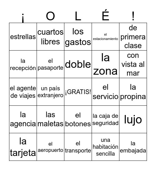 Spanish 4 Unit 3 Olé #1 (1-3) Bingo Card