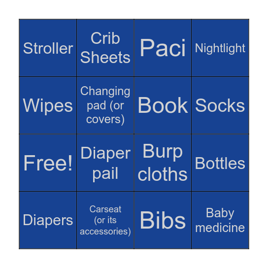 Kay's Baby Shower Bingo! Bingo Card