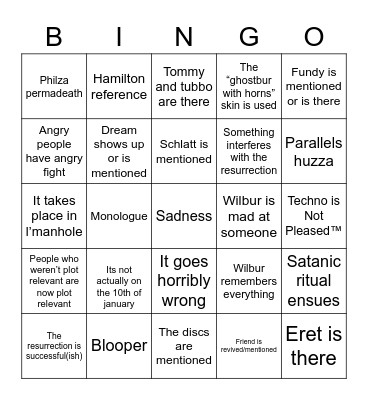 resurrection Bingo Card