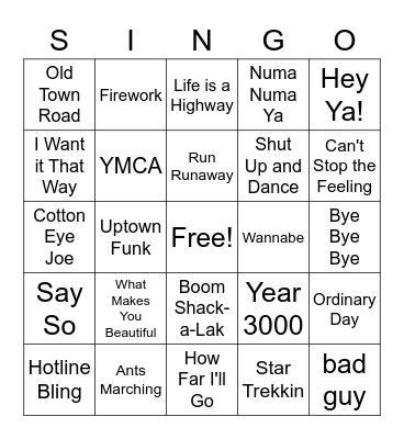 CP SINGO Bingo Card