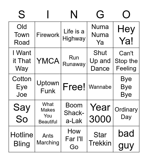 CP SINGO Bingo Card