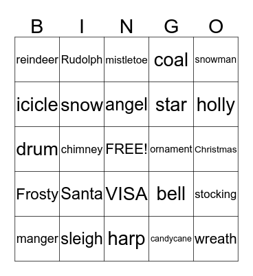 MERRY CHRISTMAS Bingo Card