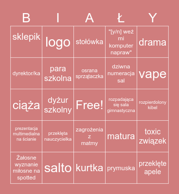 BINGO biały edition Bingo Card
