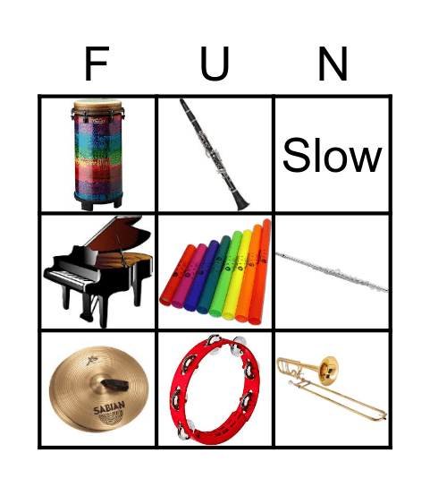 "MUSIC" Bingo Card