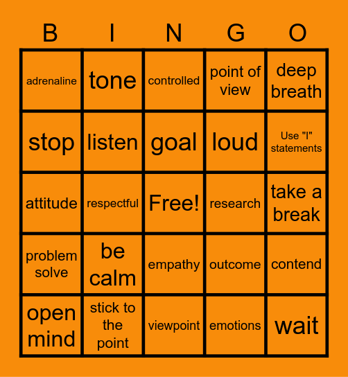 Discuss vs Argue Bingo Card