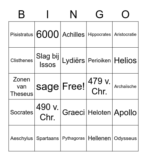 H3 Oude Grieken Bingo Card