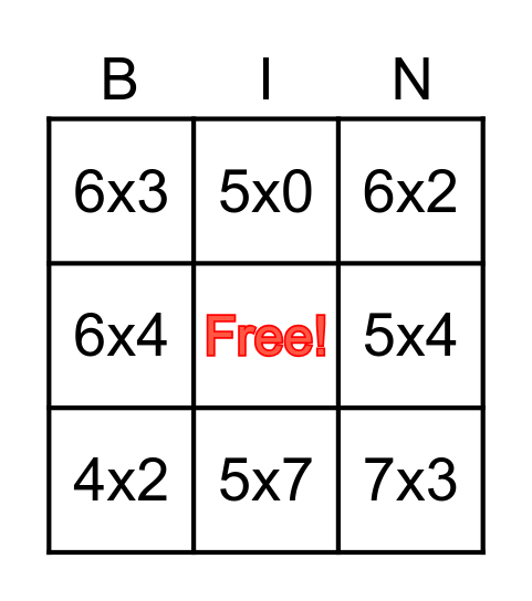 addition & subtraction Bingo Card