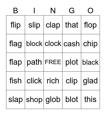 L Blends Bingo Card