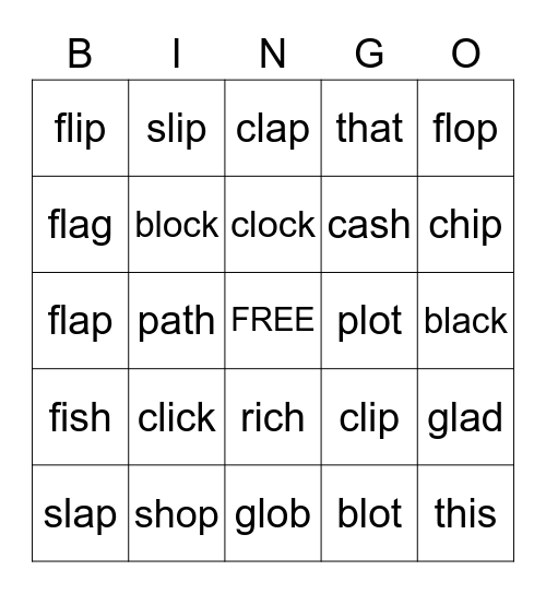 L Blends Bingo Card