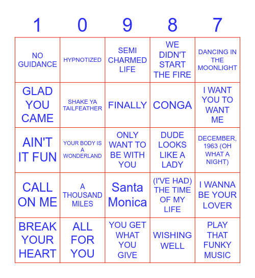 DECADES Bingo Card