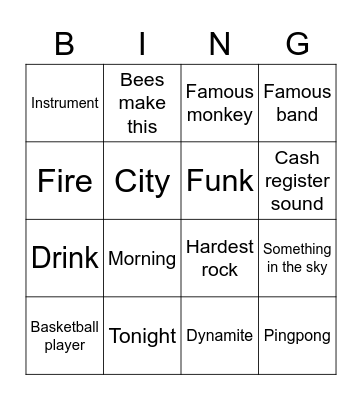 Dynamite Bingo Card