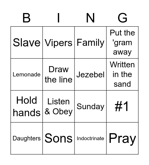 Closed on Sunday Bingo Card