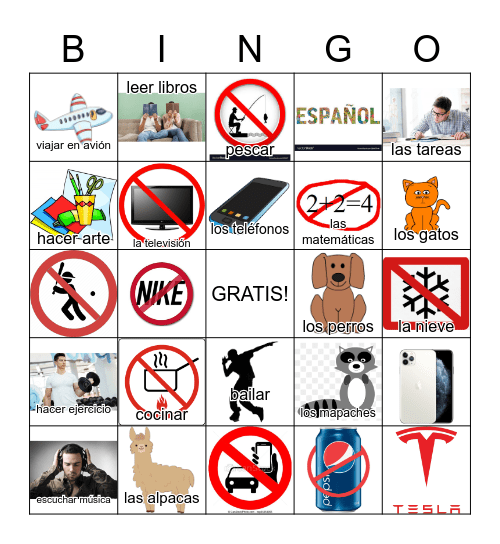 Me gusta / No me gusta Bingo Card