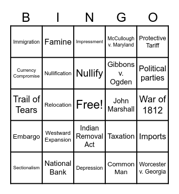 Social Studies Bingo Card