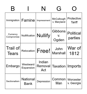 Social Studies Bingo Card