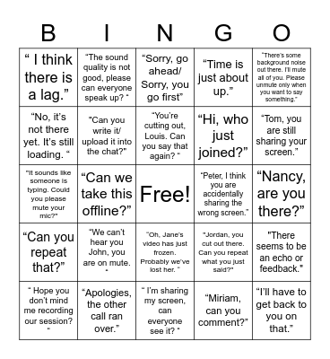 Conference Call (Zoom) Bingo Card