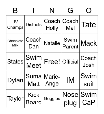 Senior night 2 Bingo Card