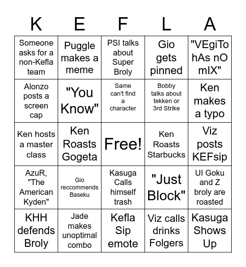 Kefla Discord Bingo Card