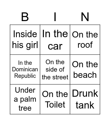 Drunk Jean Bingo Card