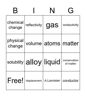 Matter Bingo Card