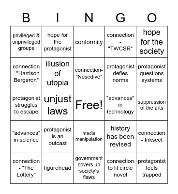 DYSTOPIA BINGO Card