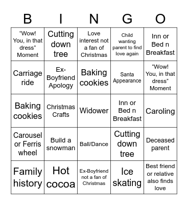 Hallmark Christmas Movie Bingo Card