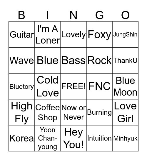 CNBLUE Bingo Card