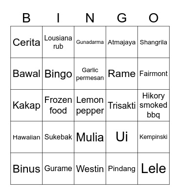 Jongin Bingo Card