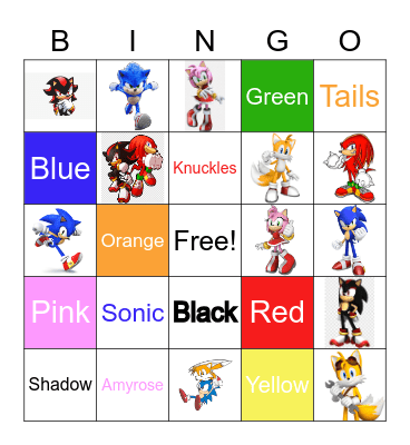 Sonic Hedgehog Bingo Card