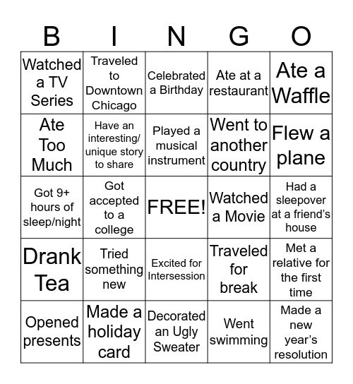 Break Bingo Card